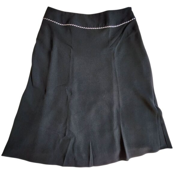 Michele Black with Purple and White Trim A-Line Skirt Sz 8 - Picture 1 of 11